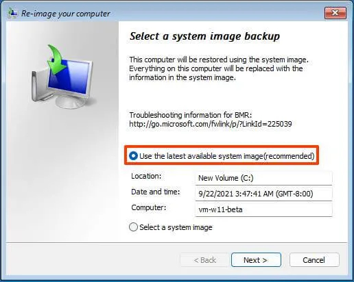 گزینه Use the latest available system image را انتخاب نمایید.